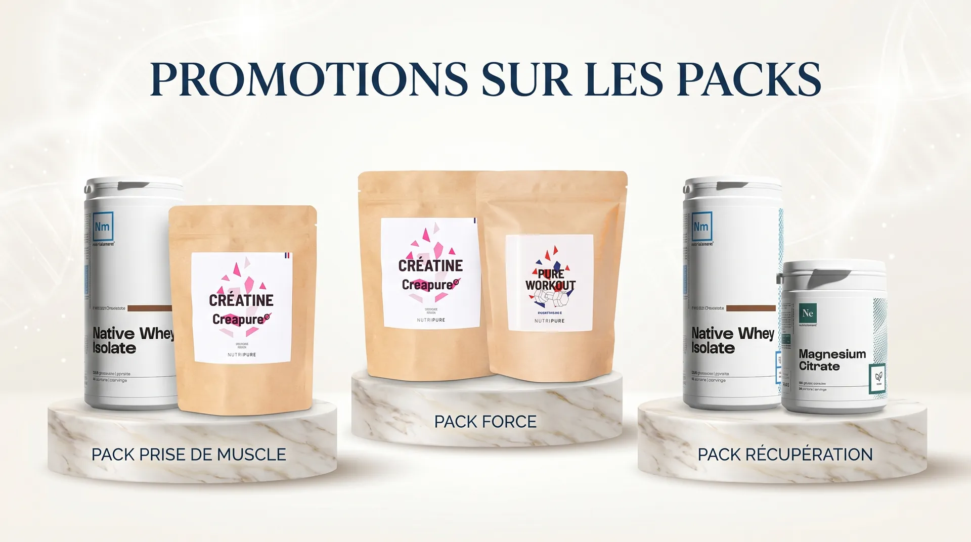 Trois packs Corps Souverain pour la prise de muscle, la force et la récupération